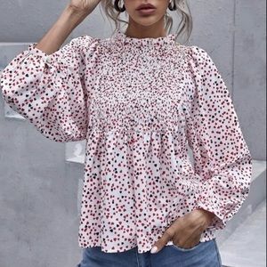 FLOATING ❤️HEARTS FRILL NECK  BABYDOLL BLOUSE